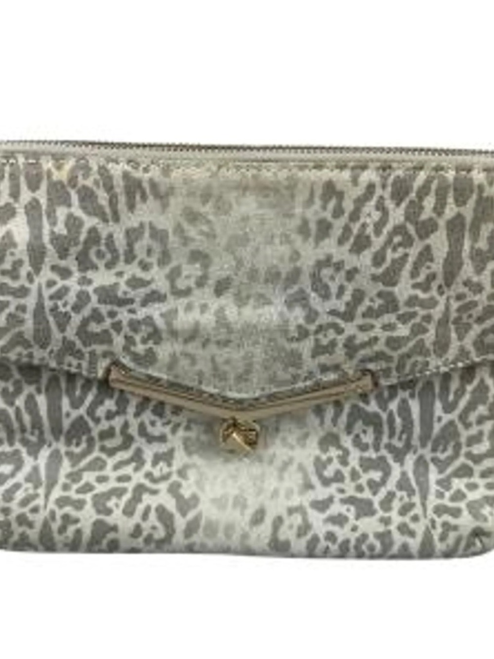 BOTKIER | Leopard-Print Metallic Gray Envelope Clutch